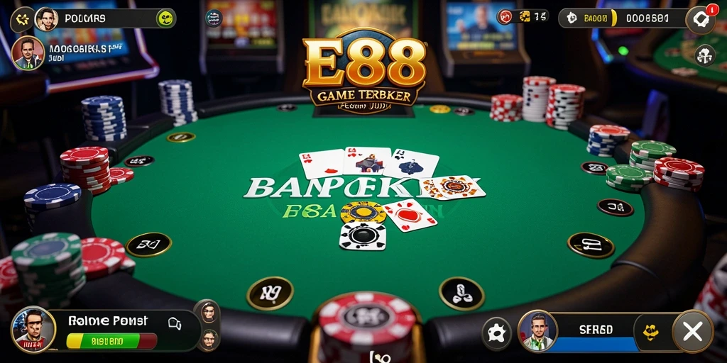 Tampilan menarik dari permainan Poker di E88 dengan dealer langsung.