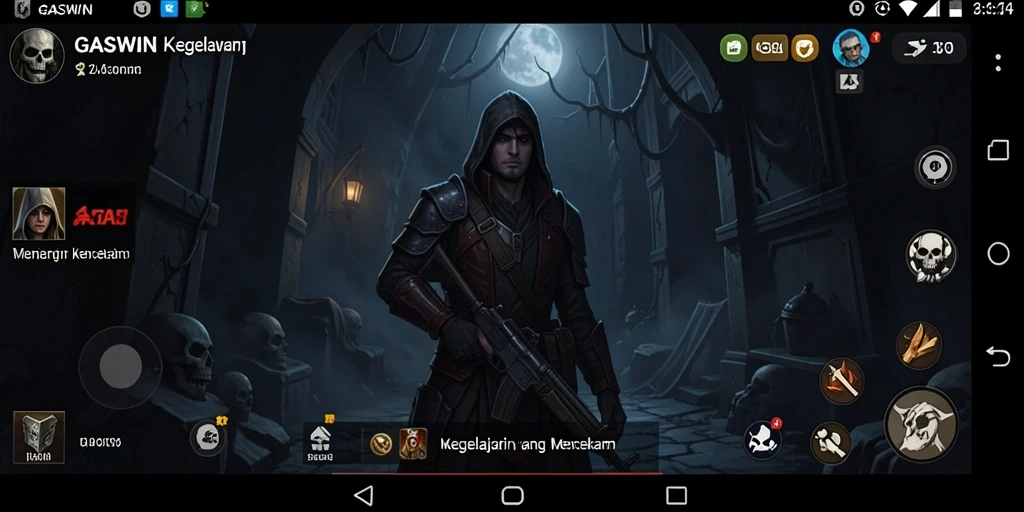 Screenshot gameplay GASWIN yang penuh ketegangan dan kengerian.