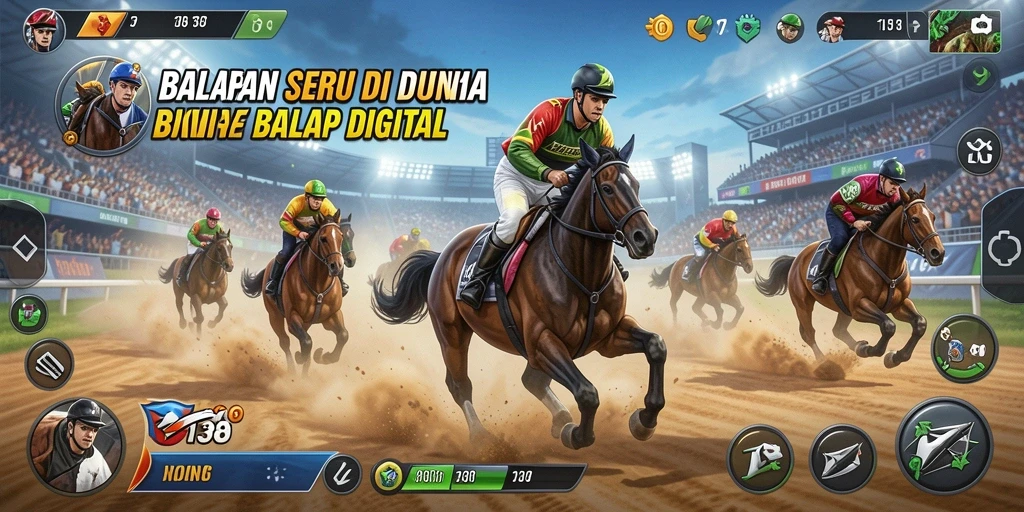 Screenshot utama dari gameplay <strong>KOIN138</strong> yang intens dan seru di lintasan balap.