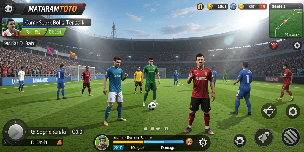 Gameplay seru dalam MATARAMTOTO yang menampilkan aksi sepak bola.
