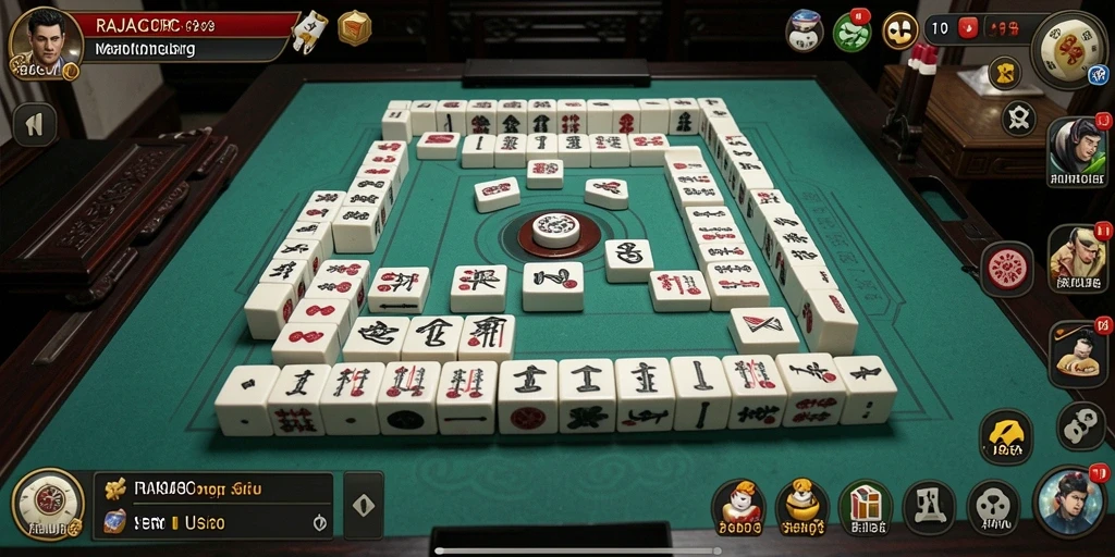 Tampilan gameplay menantang dari RAJACORC dengan berbagai ubin Mahjong.